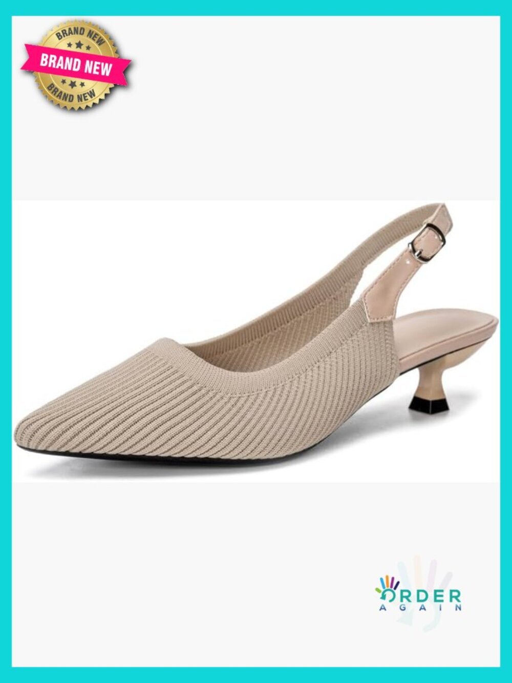 Pointed Toe Kitten Heel Slingback Pumps Breathable Knit Work Dress Shoes Y2K